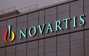 FILE PHOTO: Swiss drugmaker Novartis' logo is seen at the company's plant in the northern Swiss town of Stein, Switzerland October 23, 2017. REUTERS/Arnd Wiegmann/File Photo